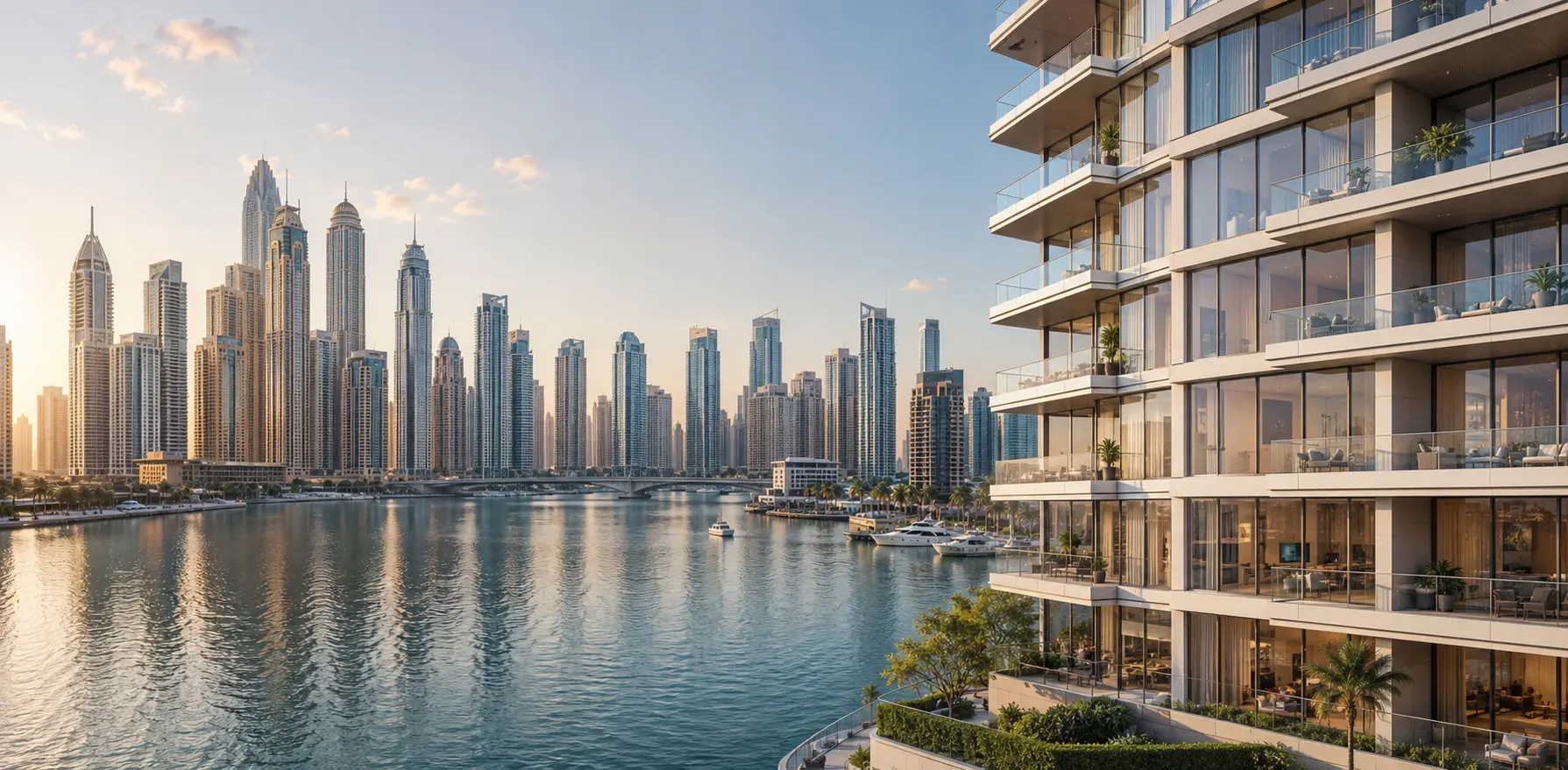 Waterfront apartment tower in Dubai Marina, one of the designated freehold areas where foreigners can buy property in Dubai with full title rights.